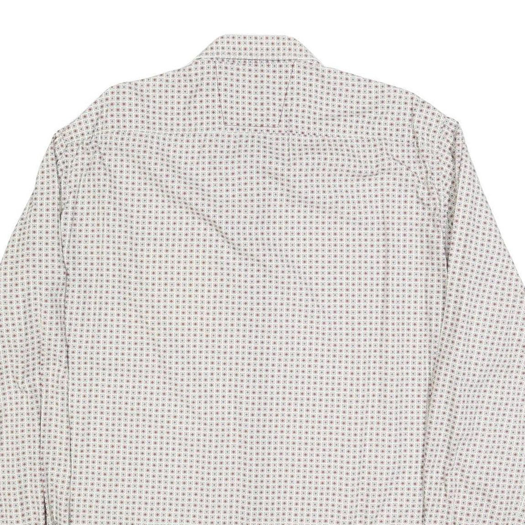 PIERRE BALMAIN Mens White Printed Cotton Blend Shirt XL Stylish Modern Fit