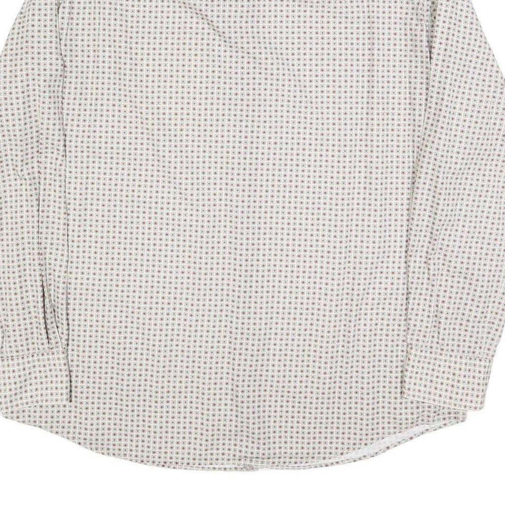 PIERRE BALMAIN Mens White Printed Cotton Blend Shirt XL Stylish Modern Fit