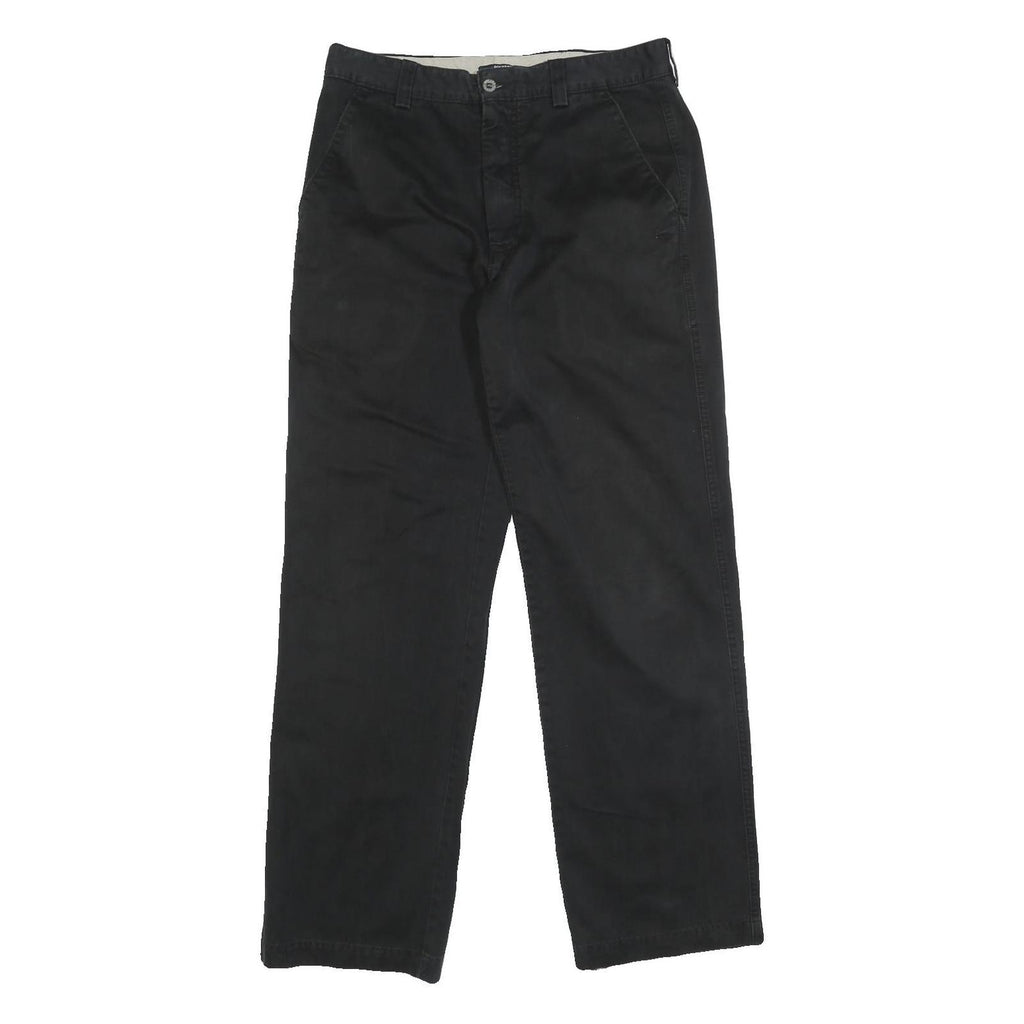 DOCKERS Mens Black Regular Fit Straight Leg Trousers W30 L31 Cotton Blend Zip