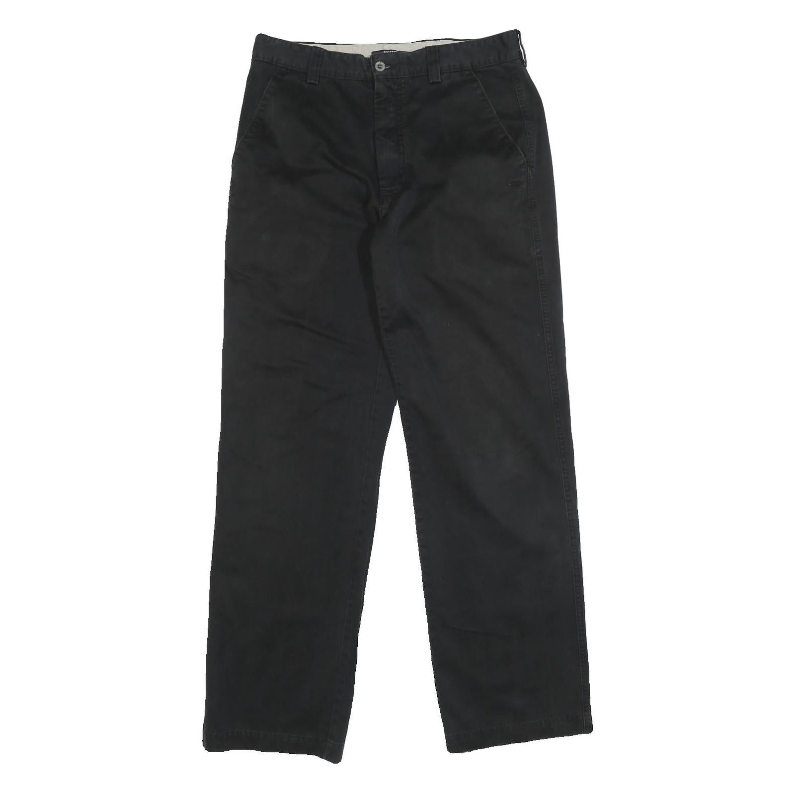 DOCKERS Mens Black Regular Fit Straight Leg Trousers W30 L31 Cotton Blend Zip
