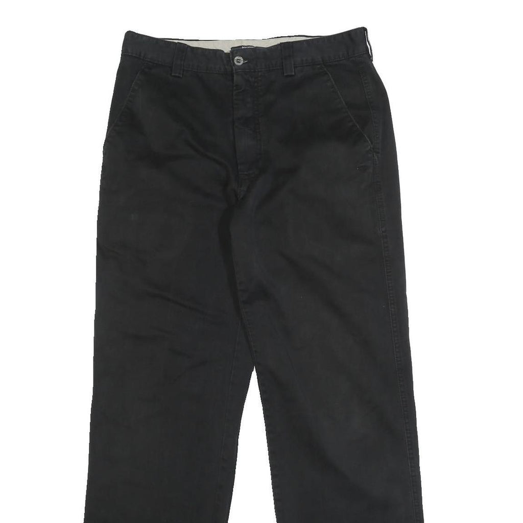 DOCKERS Mens Black Regular Fit Straight Leg Trousers W30 L31 Cotton Blend Zip