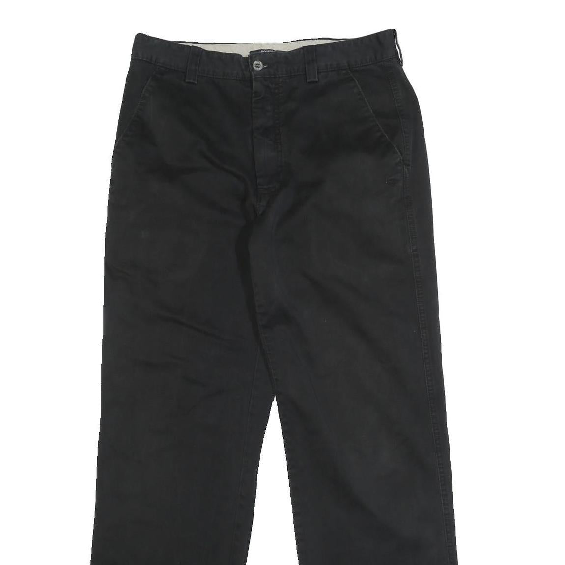 DOCKERS Mens Black Regular Fit Straight Leg Trousers W30 L31 Cotton Blend Zip