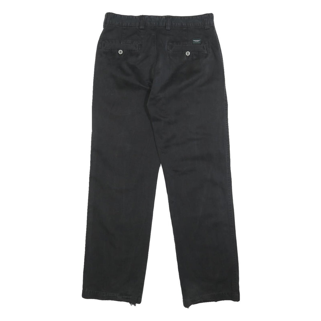 DOCKERS Mens Black Regular Fit Straight Leg Trousers W30 L31 Cotton Blend Zip