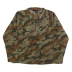 STARTER Mens Green & Brown Camouflage Patterned Jumper 1/4 Zip Polyester M