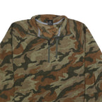 STARTER Mens Green & Brown Camouflage Patterned Jumper 1/4 Zip Polyester M