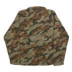 STARTER Mens Green & Brown Camouflage Patterned Jumper 1/4 Zip Polyester M