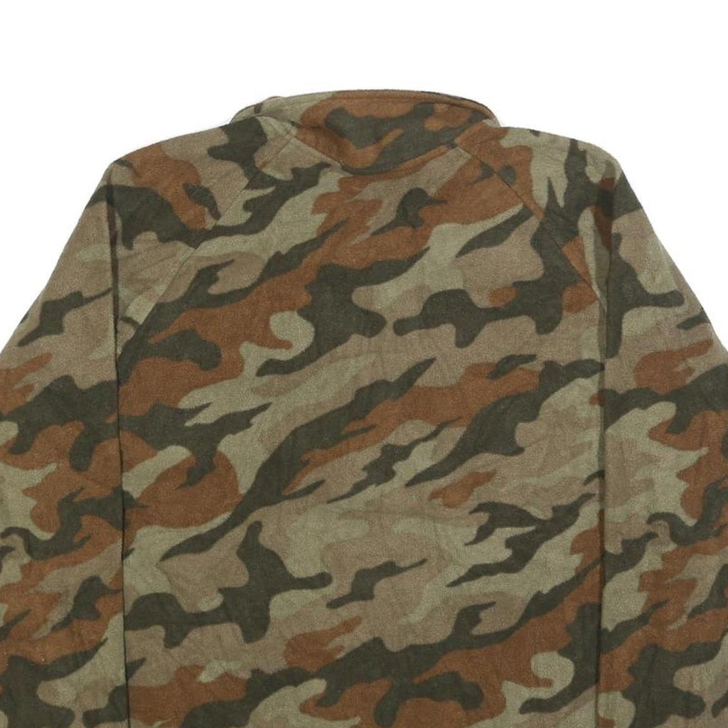 STARTER Mens Green & Brown Camouflage Patterned Jumper 1/4 Zip Polyester M