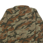 STARTER Mens Green & Brown Camouflage Patterned Jumper 1/4 Zip Polyester M