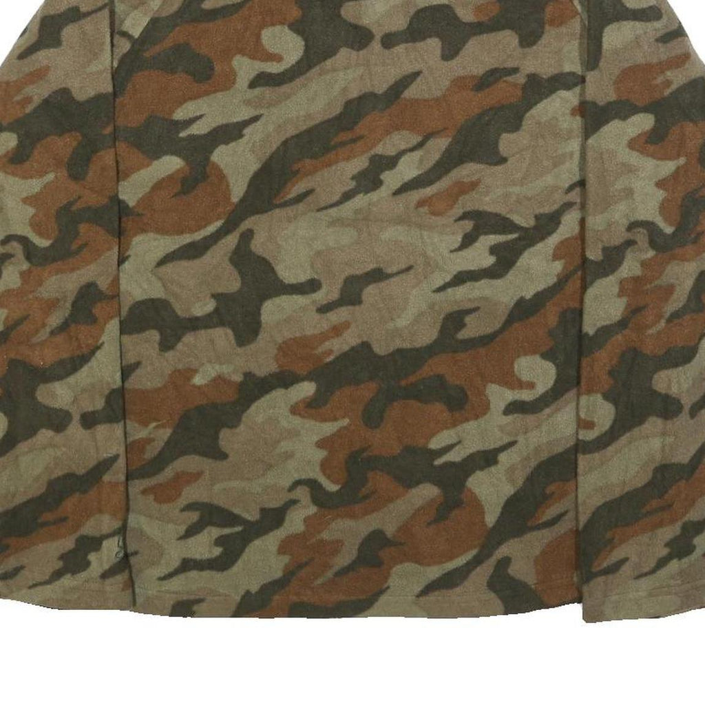 STARTER Mens Green & Brown Camouflage Patterned Jumper 1/4 Zip Polyester M