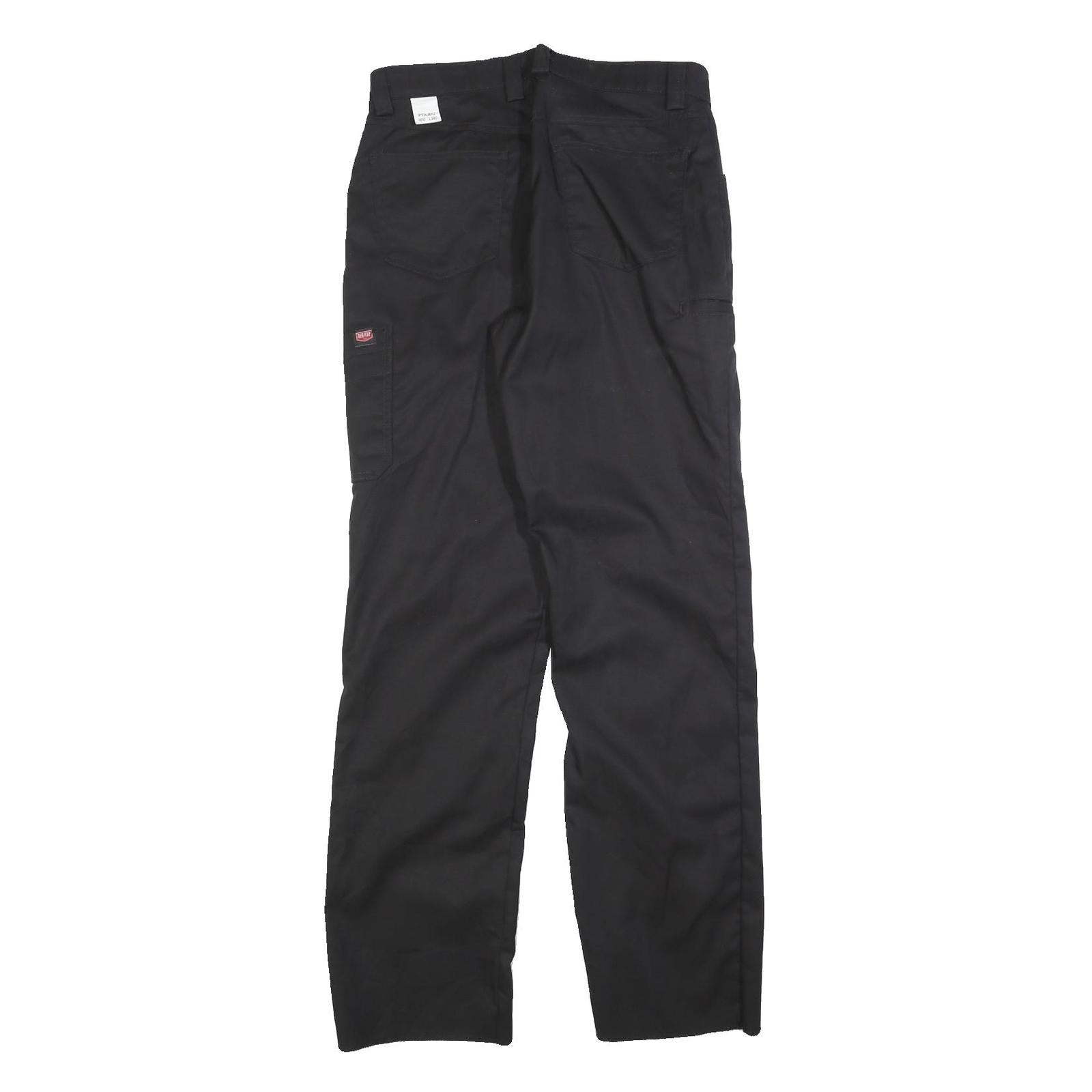 RED KAP Womens Cotton Blend Black Regular Fit Straight Leg Trousers W30 L32