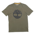 TIMBERLAND Mens Green S Cotton T-Shirt Short Sleeve Crew Neck Logo Graphic