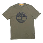 TIMBERLAND Mens Green S Cotton T-Shirt Short Sleeve Crew Neck Logo Graphic