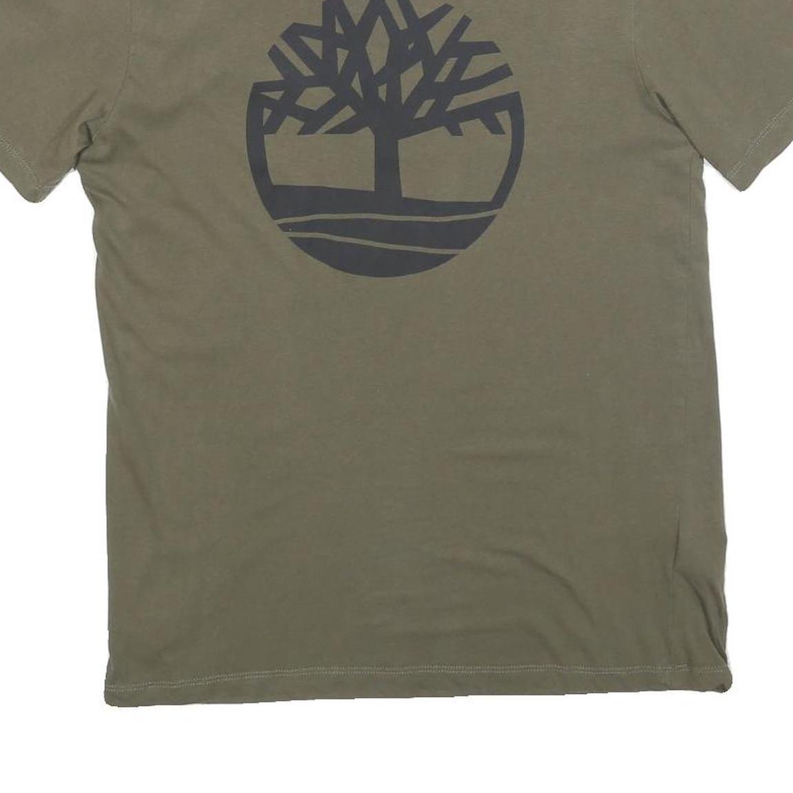 TIMBERLAND Mens Green S Cotton T-Shirt Short Sleeve Crew Neck Logo Graphic