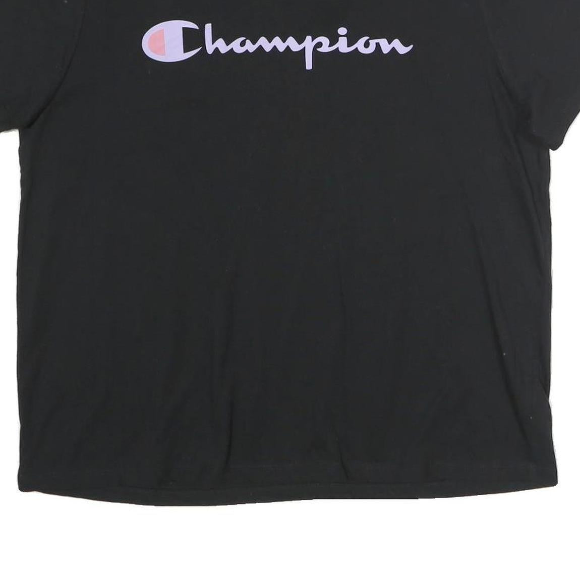 CHAMPION Womens Black Graphic T-Shirt XL Short Sleeve Crew Neck Cotton Casual