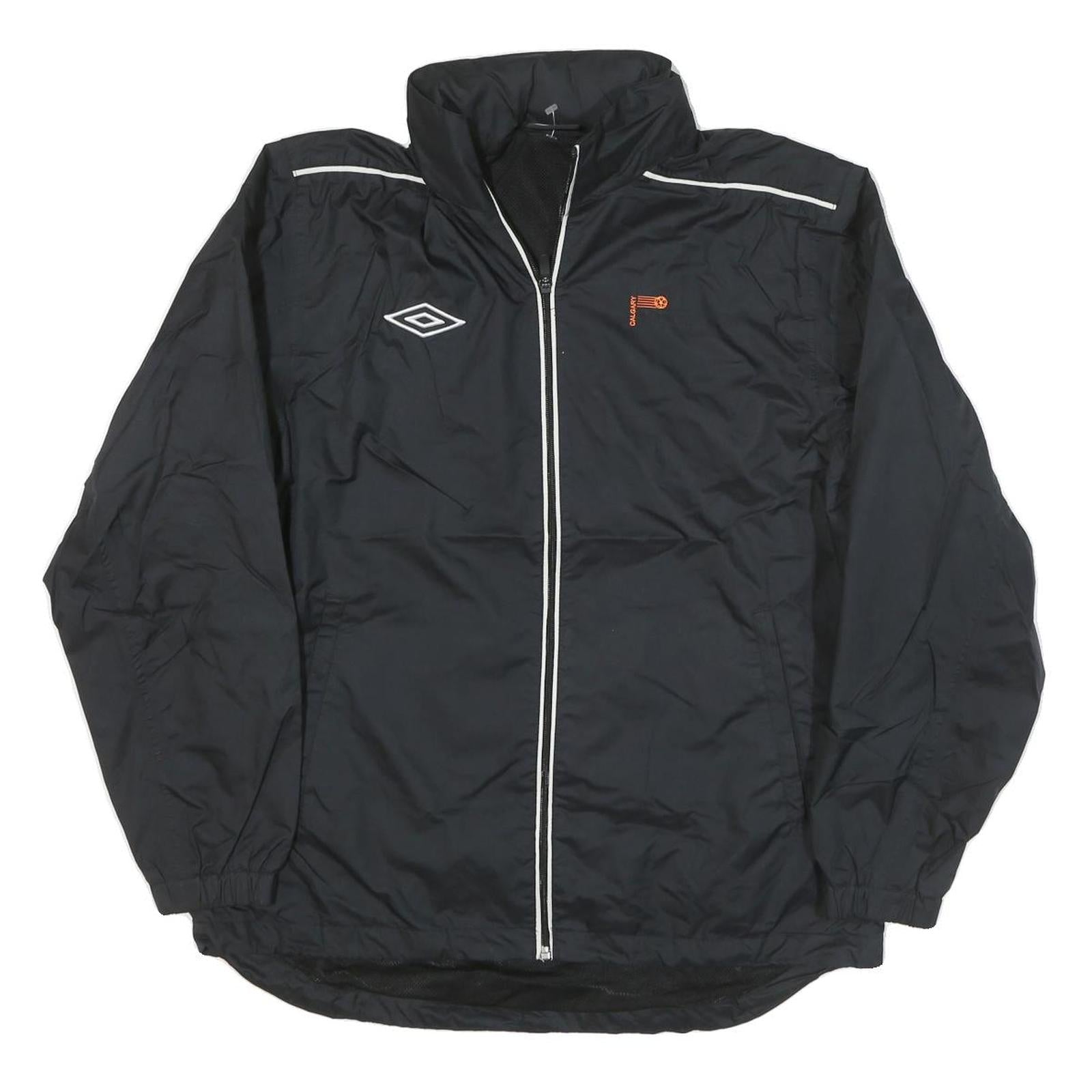 UMBRO Mens Black Trainer Zip Jacket S Polyester Blend Plain Lightweight Sports