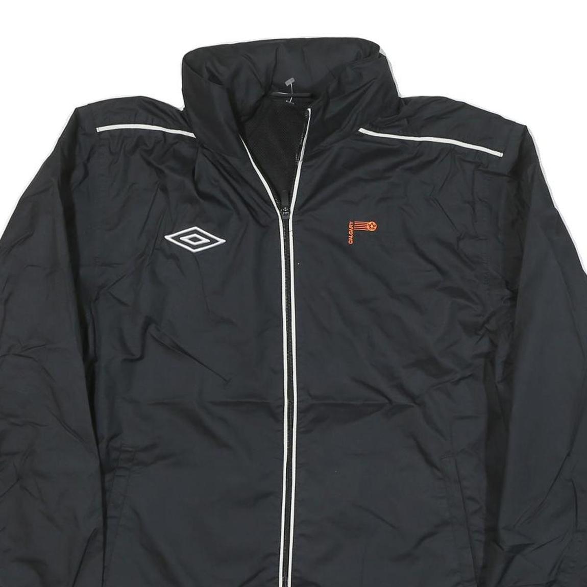 UMBRO Mens Black Trainer Zip Jacket S Polyester Blend Plain Lightweight Sports