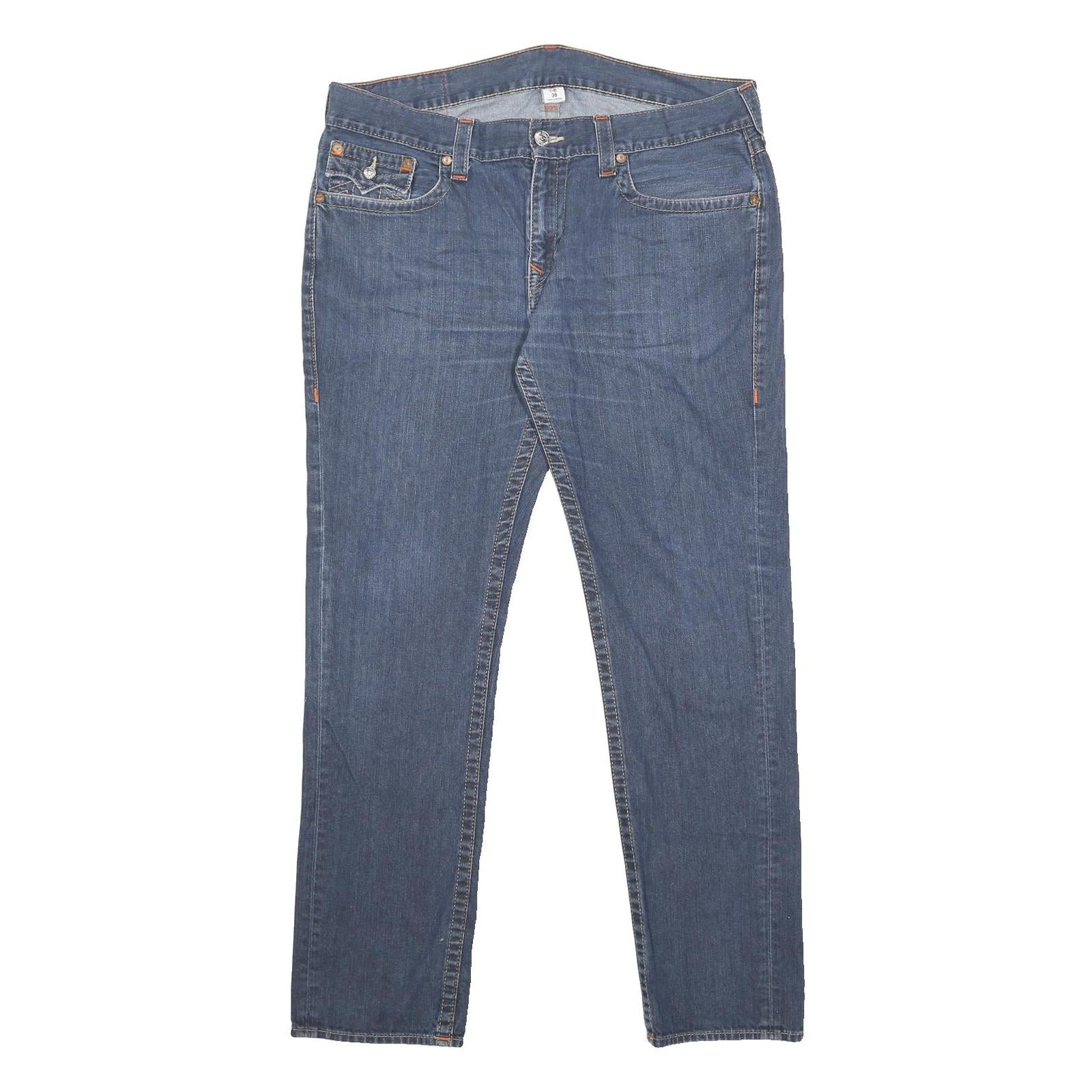 TRUE RELIGION Mens Jeans Blue Slim Skinny Denim Medium W38 L33 Stylish Casual