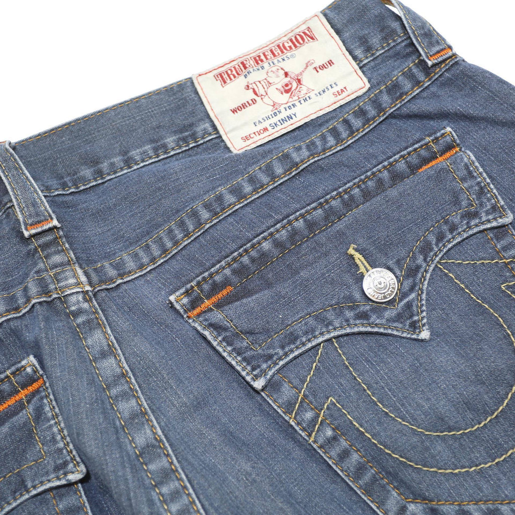 TRUE RELIGION Mens Jeans Blue Slim Skinny Denim Medium W38 L33 Stylish Casual