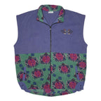 ADIDAS Mens Purple Green Cotton Blend Zip Jacket XL Fleece Patterned Button