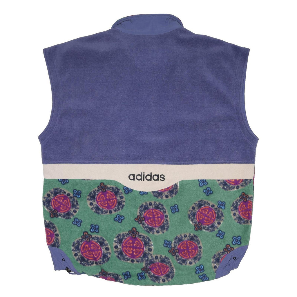 ADIDAS Mens Purple Green Cotton Blend Zip Jacket XL Fleece Patterned Button