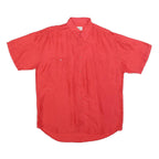 VINCI Mens Red Plain Polyester Blend Shirt L Casual Button Pocket