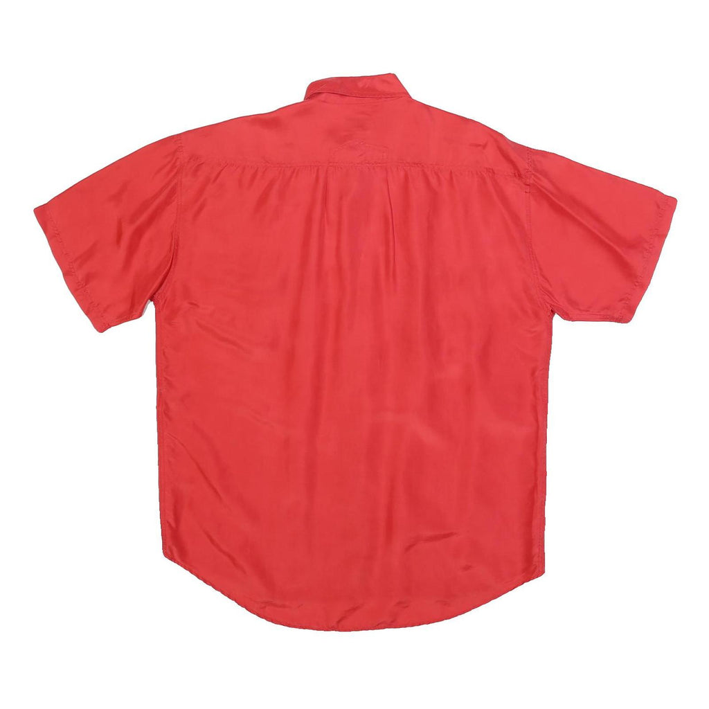 VINCI Mens Red Plain Polyester Blend Shirt L Casual Button Pocket