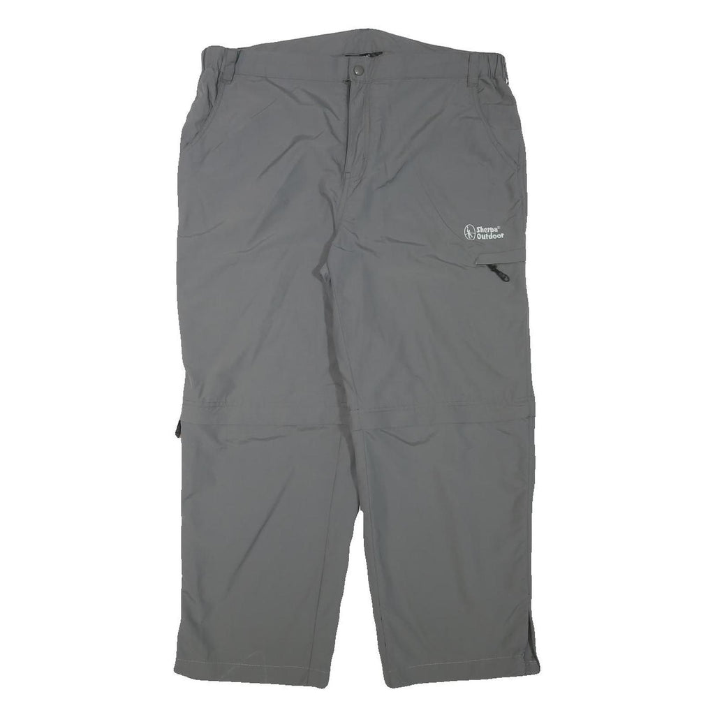 SHERPA OUTDOOR Mens Grey Relaxed Straight Trousers W35 L26 Lightweight Zip Cargo