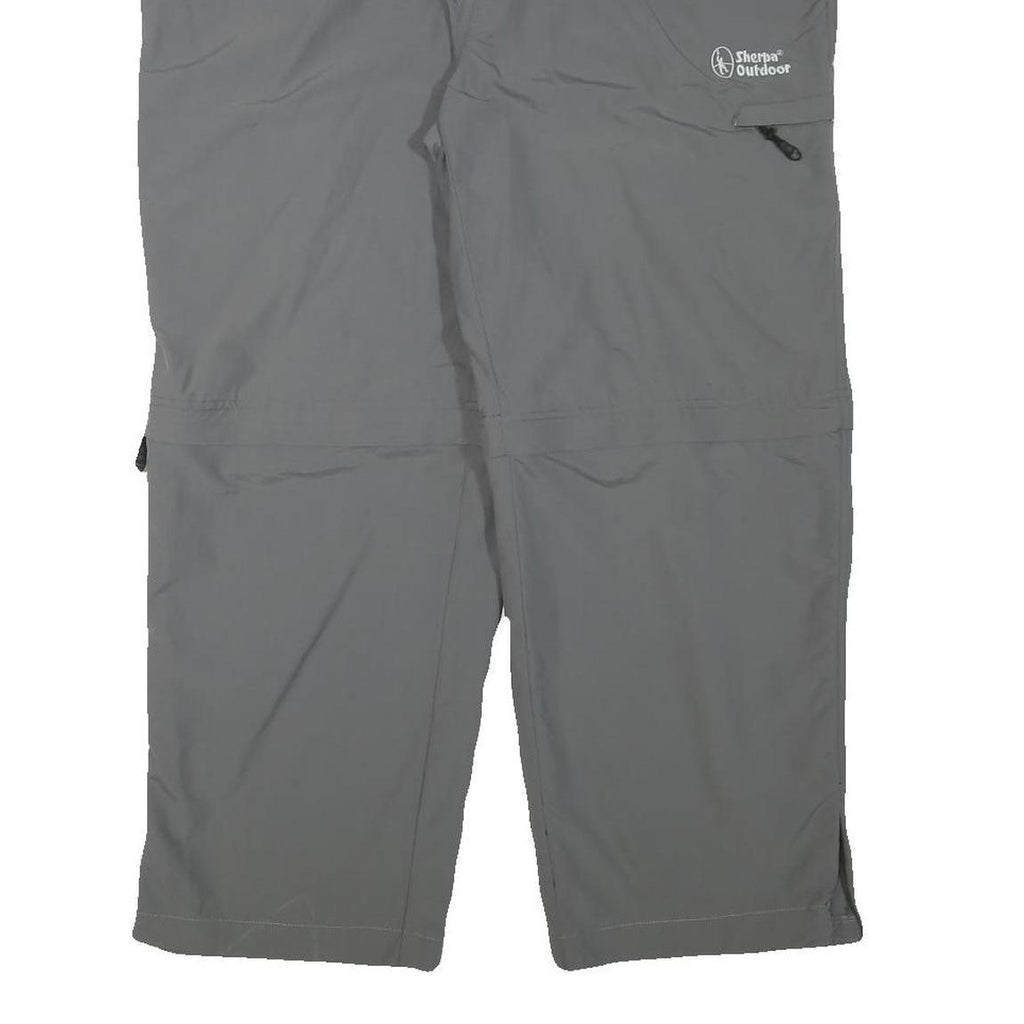 SHERPA OUTDOOR Mens Grey Relaxed Straight Trousers W35 L26 Lightweight Zip Cargo