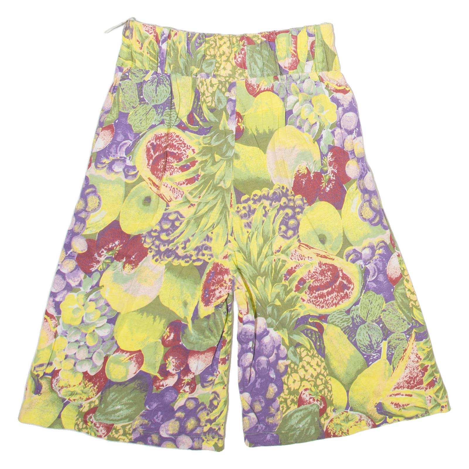PRIORITY Fruits Print Womens Casual Shorts Green Relaxed S W26