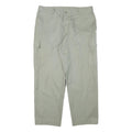 Mens Cotton Blend Beige Relaxed Cargo Trousers W35 L28 Utility Pockets Zip
