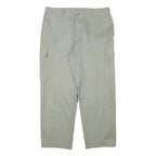 Mens Cotton Blend Beige Relaxed Cargo Trousers W35 L28 Utility Pockets Zip
