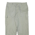 Mens Cotton Blend Beige Relaxed Cargo Trousers W35 L28 Utility Pockets Zip