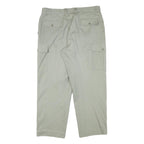 Mens Cotton Blend Beige Relaxed Cargo Trousers W35 L28 Utility Pockets Zip
