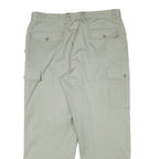 Mens Cotton Blend Beige Relaxed Cargo Trousers W35 L28 Utility Pockets Zip