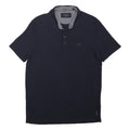 TED BAKER Mens Navy Blue Short Sleeve Plain Polo Shirt M Cotton Blend Casual