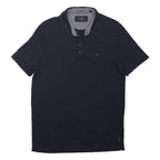 TED BAKER Mens Navy Blue Short Sleeve Plain Polo Shirt M Cotton Blend Casual