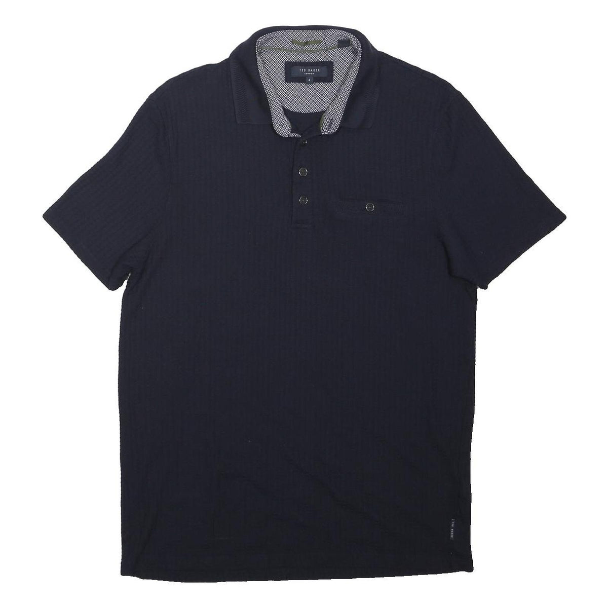 TED BAKER Mens Navy Blue Short Sleeve Plain Polo Shirt M Cotton Blend Casual