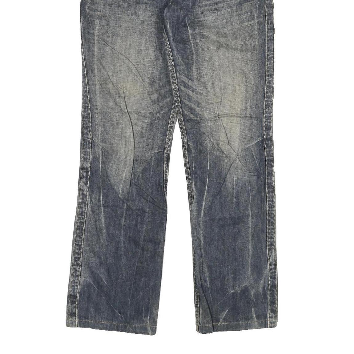 HANJA Womens Regular Fit Blue Denim Medium Wash Jeans W28 L30 Embroidered Patch