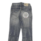 HANJA Womens Regular Fit Blue Denim Medium Wash Jeans W28 L30 Embroidered Patch