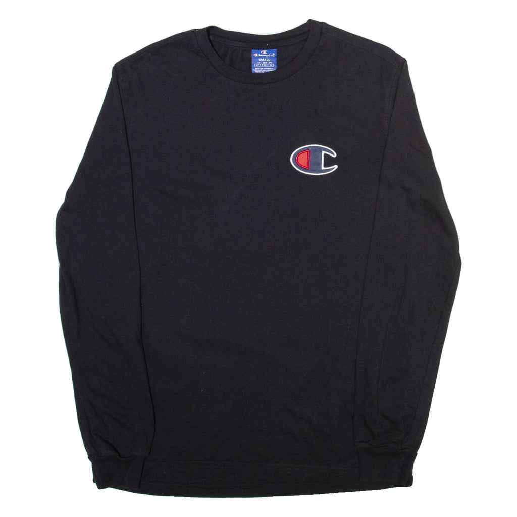 CHAMPION Mens T-Shirt Black Long Sleeve Crew Neck S
