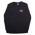 CHAMPION Mens T-Shirt Black Long Sleeve Crew Neck S