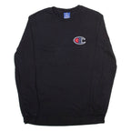 CHAMPION Mens T-Shirt Black Long Sleeve Crew Neck S