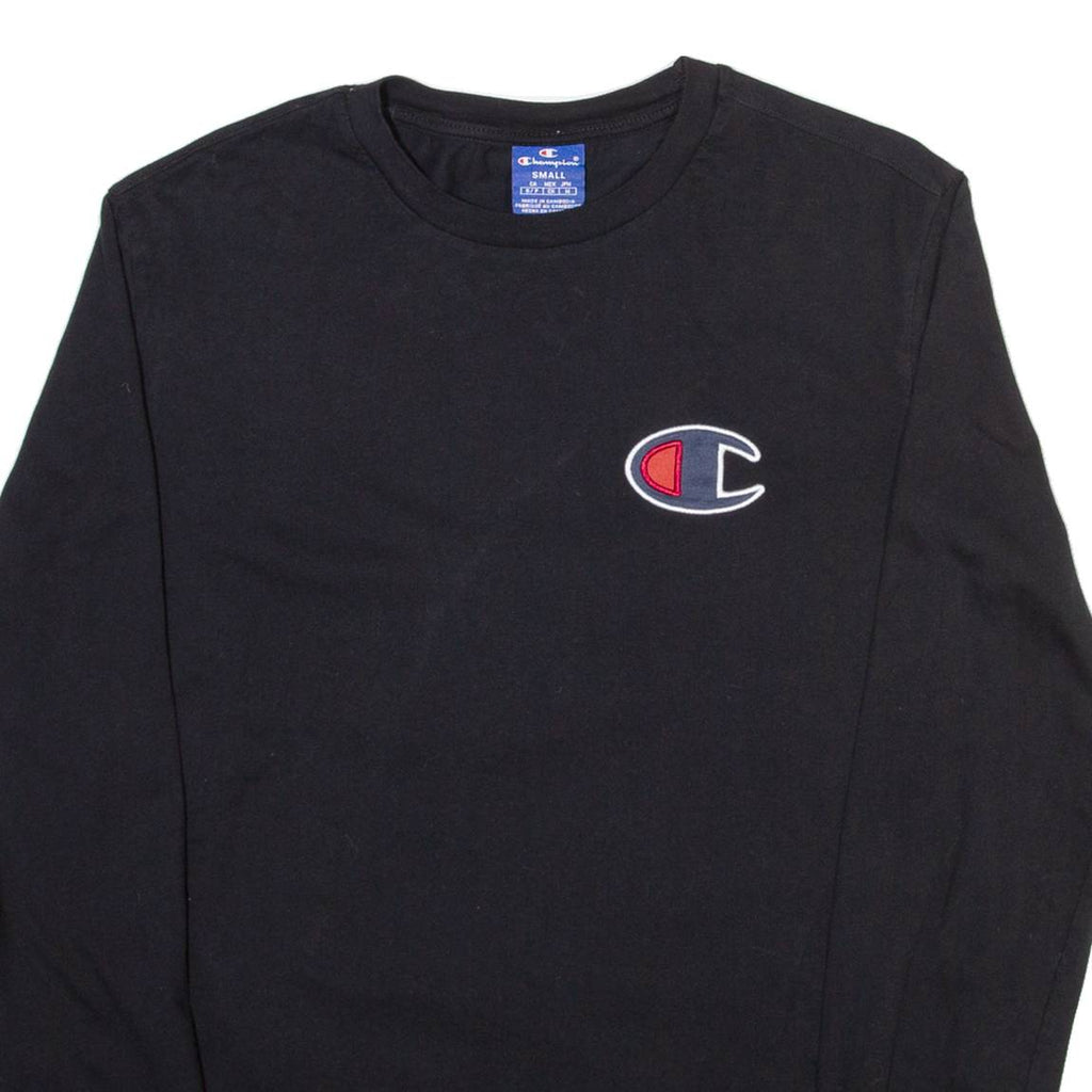 CHAMPION Mens T-Shirt Black Long Sleeve Crew Neck S