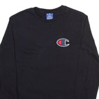 CHAMPION Mens T-Shirt Black Long Sleeve Crew Neck S