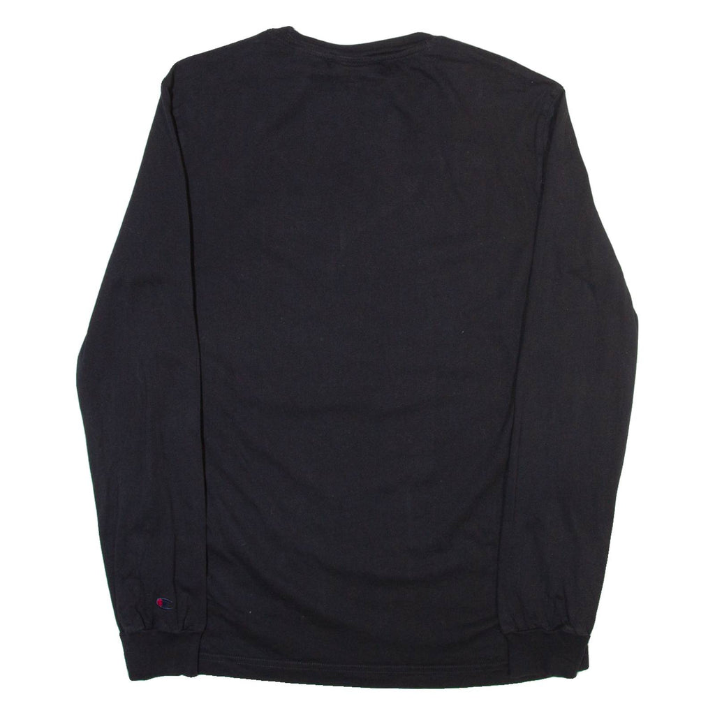CHAMPION Mens T-Shirt Black Long Sleeve Crew Neck S