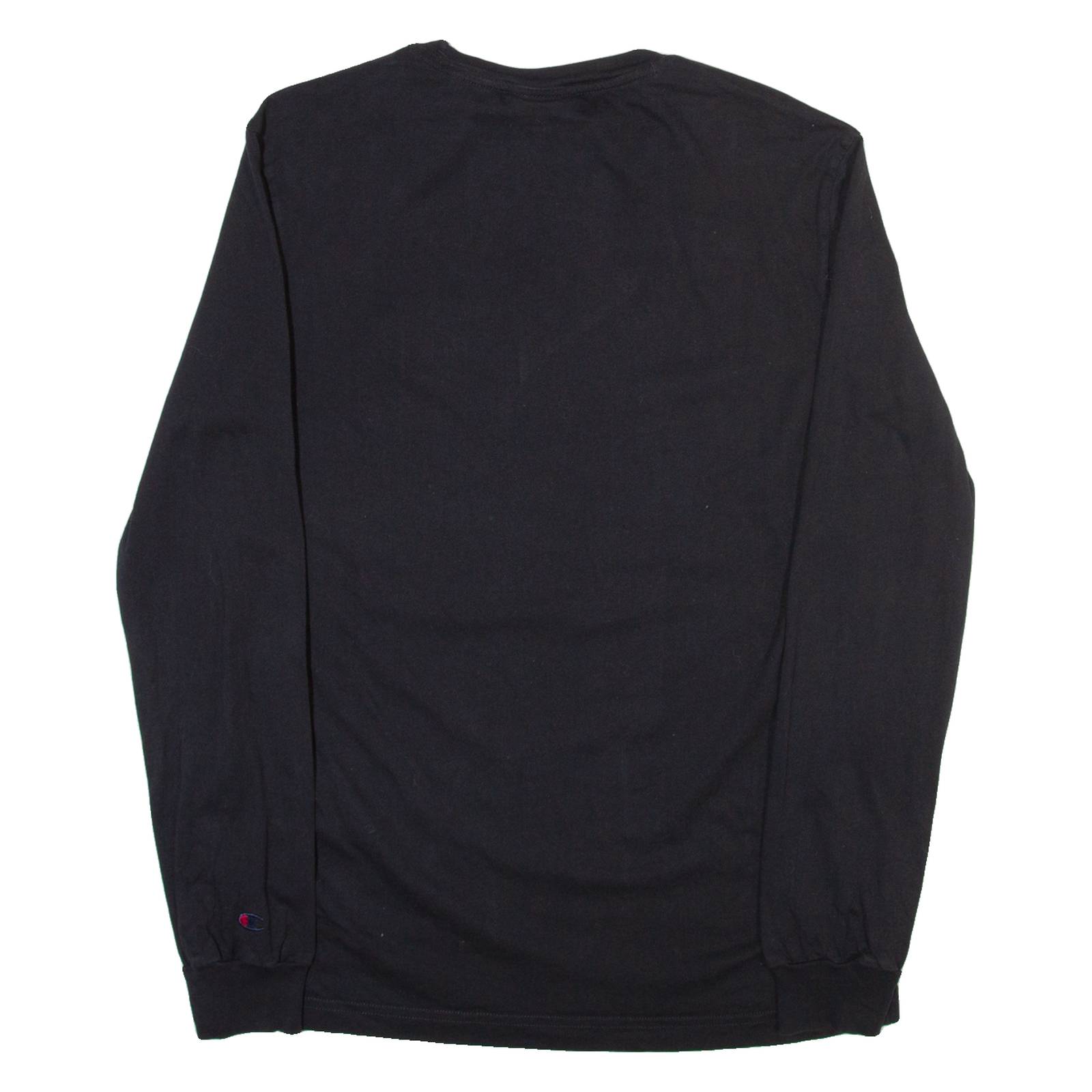 CHAMPION Mens T-Shirt Black Long Sleeve Crew Neck S