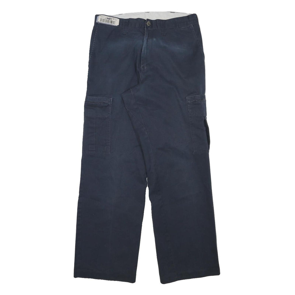 DICKIES Mens Cotton Blend Navy Relaxed Straight Trousers W30 L30 Workwear Cargo