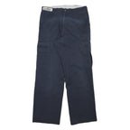 DICKIES Mens Cotton Blend Navy Relaxed Straight Trousers W30 L30 Workwear Cargo
