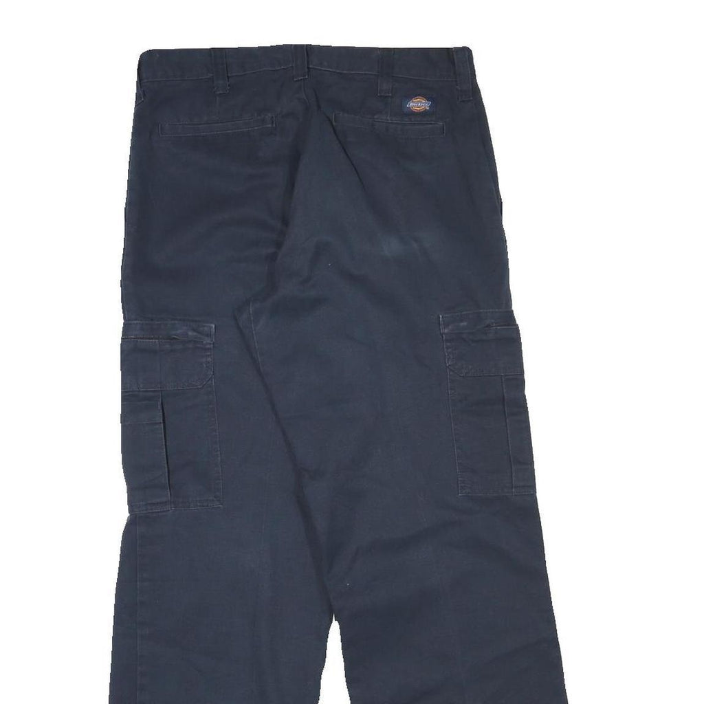 DICKIES Mens Cotton Blend Navy Relaxed Straight Trousers W30 L30 Workwear Cargo