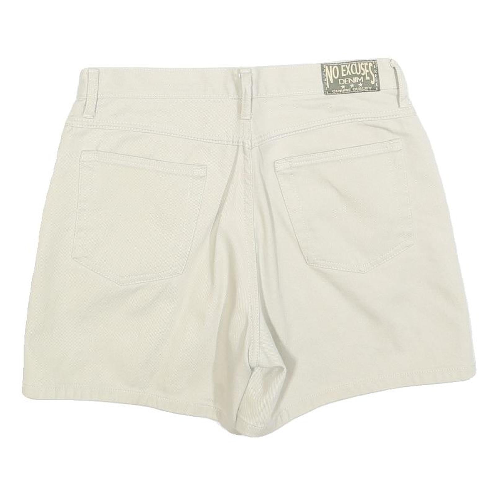 NO EXCUSES Womens Shorts Cream Casual Plain M W30 Cotton Blend Summer